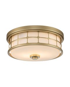 Quoizel Lighting - Guardian - QZ-GUARDIAN-F-PNBR - Natural Brass Opal Glass 2 Light IP44 Bathroom Ceiling Flush Light