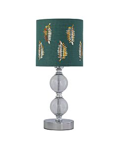 Chrome Two Ball Table Lamp with Dark Green Fern Shade