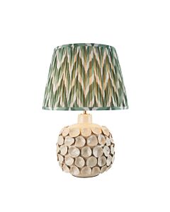 Endon Lighting - Borello & Zigzag 35cm - 116402 - Cream Crackle Aged Brass Green Ceramic Table Lamp With Shade