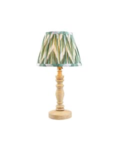 Endon Lighting - Bibury & Zigzag 20cm - 114290 - Ash Wood Aged Brass Green Table Lamp With Shade