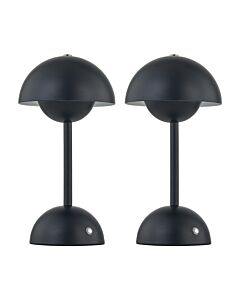 Eleanor - Black LED Rechargeable Touch Table Lamps Twin Pack