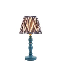 Endon Lighting - Bibury & Zigzag 20cm - 115083 - Blue Aged Brass Grey Table Lamp With Shade