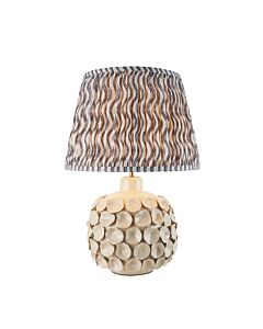 Endon Lighting - Borello & Ripple 35cm - 116400 - Cream Crackle Aged Brass Grey Ceramic Table Lamp With Shade