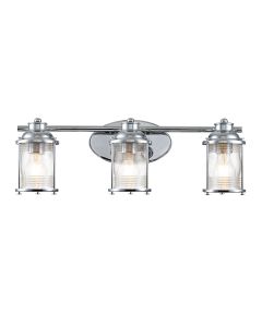 Quintiesse - Ashland Bay - QN-ASHLANDBAY3-PC-BATH - Chrome Clear Seeded Glass 3 Light IP44 Bathroom Wall Light