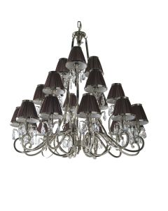 Interiors 1900 - Oksana - 63510 - Nickel Clear Crystal Glass Chocolate Pleated 21 Light Chandelier