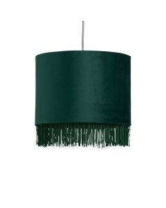 Tassel - Dark Green Velvet with Gold Inner Easy Fit 25cm Pendant Shade