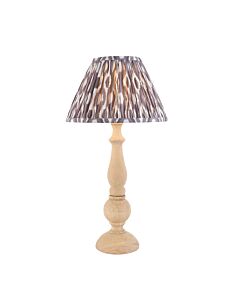 Endon Lighting - Hidcote & Ikat 30cm - 114755 - Natural Wood Aged Brass Grey Table Lamp With Shade