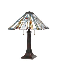 Quoizel Lighting - Maybeck - QZ-MAYBECK-TL - Valiant Bronze Tiffany Art Glass 2 Light Table Lamp