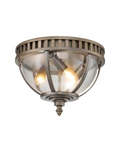 Kichler Lighting - Halleron - KL-HALLERON-F-BU - Burnished Bronze Clear Seeded Glass 3 Light IP44 Outdoor Ceiling Flush Light