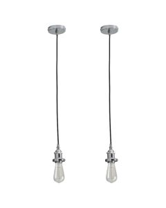 Set of 2 Flex Suspension - Chrome Pendant Kits with Black Fabric Cable