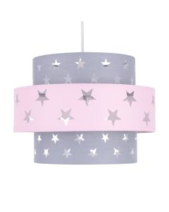 Pink and Grey Star Two Tier Light Shade