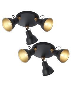 Set of 2 Brook - Matt Black Studio Style 3 Way Spot Lights