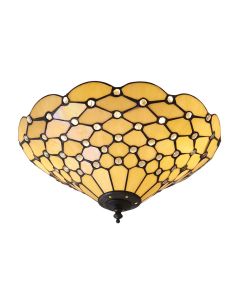 Interiors 1900 - Pearl - 70242 - Dark Bronze Tiffany Glass 2 Light Flush Ceiling Light