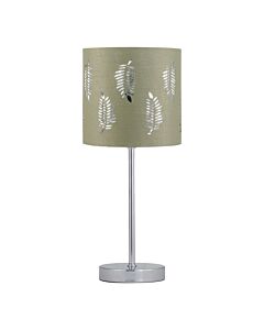 Chrome Stick Table Lamp with Sage Green Fern Shade