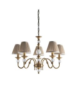 Interiors 1900 - Polina - 63587 - Antique Brass Beige 5 Light Chandelier