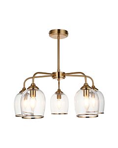 Endon Lighting - Ashcroft - 120618 - Aged Brass Clear Glass 5 Light Ceiling Pendant Light
