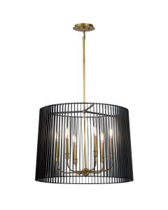 Quintiesse - Linara - QN-LINARA-6P-BK - Black Natural Brass 6 Light Ceiling Pendant Light