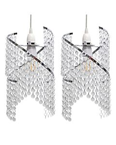 Set of 2 Canna - Twist Jewelled Pendant Shades