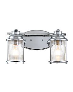 Quintiesse - Ashland Bay - QN-ASHLANDBAY2-PC-BATH - Chrome Clear Seeded Glass 2 Light IP44 Bathroom Wall Light