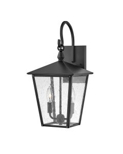 Hinkley Lighting - Huntersfield - HK-HUNTERSFIELD2-M-BK - Black Clear Seeded Glass 2 Light IP44 Outdoor Wall Light