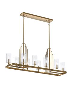 Quintiesse - Kimrose - QN-KIMROSE10-BNB - Natural Brass Clear Glass 10 Light Bar Ceiling Pendant Light