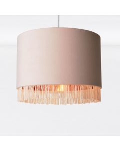 Blush Pink Velvet With Copper Inner Tassled Light Shade