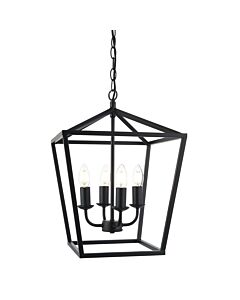 Devonshire - Black 4 Arm Lantern Style Ceiling Pendant