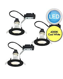 Nordlux - Set of 3 Canis - 49370103 - LED Black Recessed Ceiling Downlights