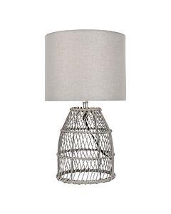 Bamboo - Grey Wash Bamboo 36cm Table Lamp With Grey Fabric Shade