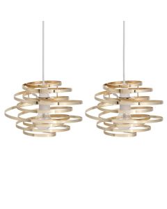 Set of 2 Gold Metal Swirl Easy Fit Light Shades