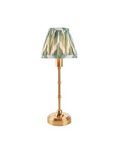 Endon Lighting - Burley Rechargeable & Zigzag 16cm - 114805 - LED Aged Brass Green Touch Table Lamp With Shade