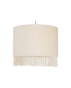 Fringed - Off White 23cm Fringed Velvet Pendant Shade