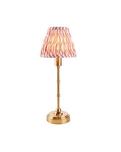 Endon Lighting - Burley Rechargeable & Ripple 16cm - 114804 - LED Aged Brass Pink Touch Table Lamp With Shade