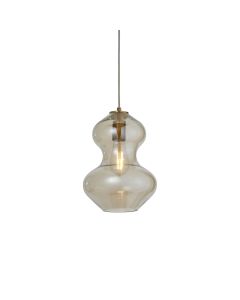 Villarreal - Satin Brass Clear Champagne Glass Curve Ceiling Pendant Light