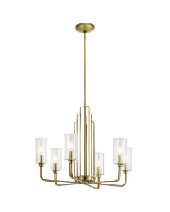 Quintiesse - Kimrose - QN-KIMROSE6-BNB - Natural Brass Clear Glass 6 Light Ceiling Pendant Light