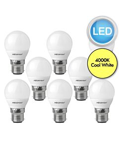 10 x 5.5W LED B22 Golf Ball Dimmable Light Bulbs - Cool White