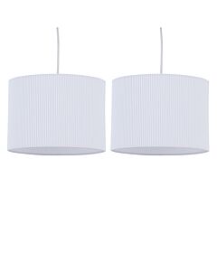 Set of 2 White Pleated 25cm Pendant Lightshades