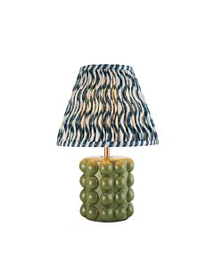 Endon Lighting - Bobble & Ripple 25cm - 116292 - Olive Green Aged Brass Blue Ceramic Table Lamp With Shade