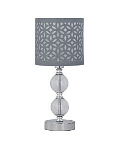 Chrome Two Ball Table Lamp with Grey Cut Out Shade