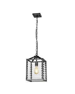 Elstead Lighting - Louvre - LOUVRE-1P - Gunmetal Clear Seeded Glass Ceiling Pendant Light