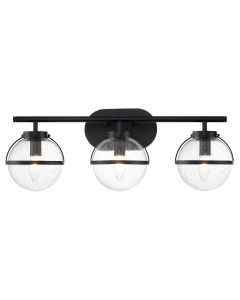 Hinkley Lighting - Hollis - HK-HOLLIS3-C-BK-BATH - Black Clear Seeded Glass 3 Light IP44 Bathroom Wall Light