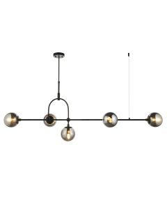 Nostalgia - Black Smoked Glass 5 Light Bar Ceiling Pendant Light