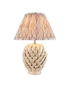 Endon Lighting - Layered Leaf & Ikat 30cm - 116421 - Cream Crackle Aged Brass Neutral Ceramic Table Lamp With Shade