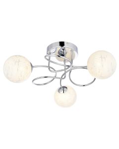 Endon Lighting - Plinth - 96641 - Chrome White Glass 3 Light Flush Ceiling Light