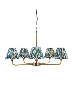 Endon Lighting - Lille - 118054 - Antique Brass Blue 5 Light Ceiling Pendant Light