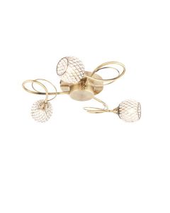 Endon Lighting - Aherne - 73758 - Antique Brass Clear Glass 3 Light Flush Ceiling Light