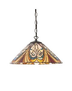 Interiors 1900 - Hector - 64162 - Dark Bronze Tiffany Glass Ceiling Pendant Light