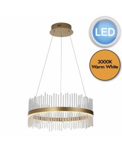 Peralta - LED Gold Clear Glass 51cm Dia Ceiling Pendant Light