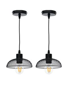 Set of 2 Cassidy - Small Black Mesh Ceiling Pendant Lights