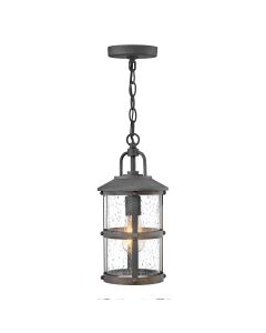 Quintiesse - Lakehouse - QN-LAKEHOUSE8-S-DZ - Aged Zinc Grey Clear Seeded Glass IP44 Outdoor Ceiling Pendant Light